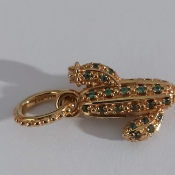 AUTH PANDORA* RETIRED*14kt Gold Plated Sparkling Desert Cactus Pendant Charm - Picture 12 of 16